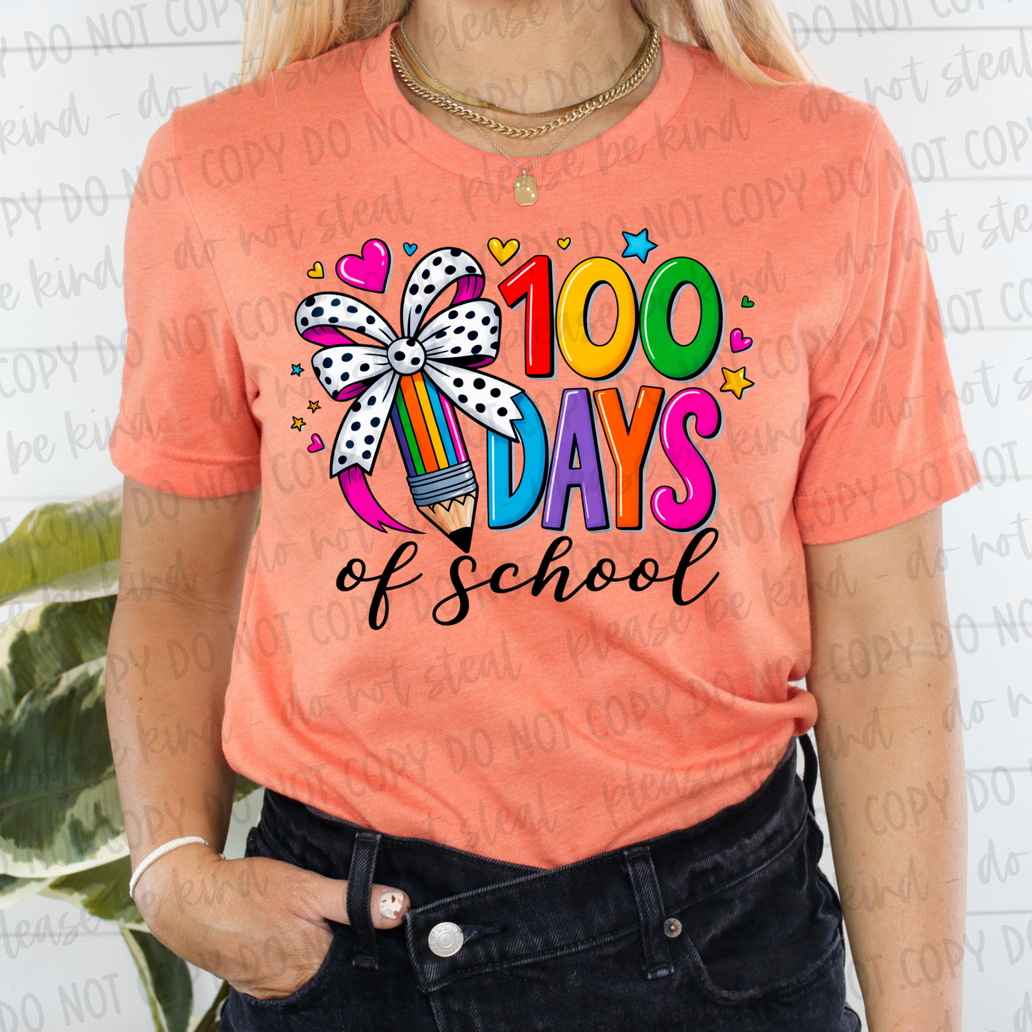 DTF TRANSFER 100 Days Rainbow Pencil