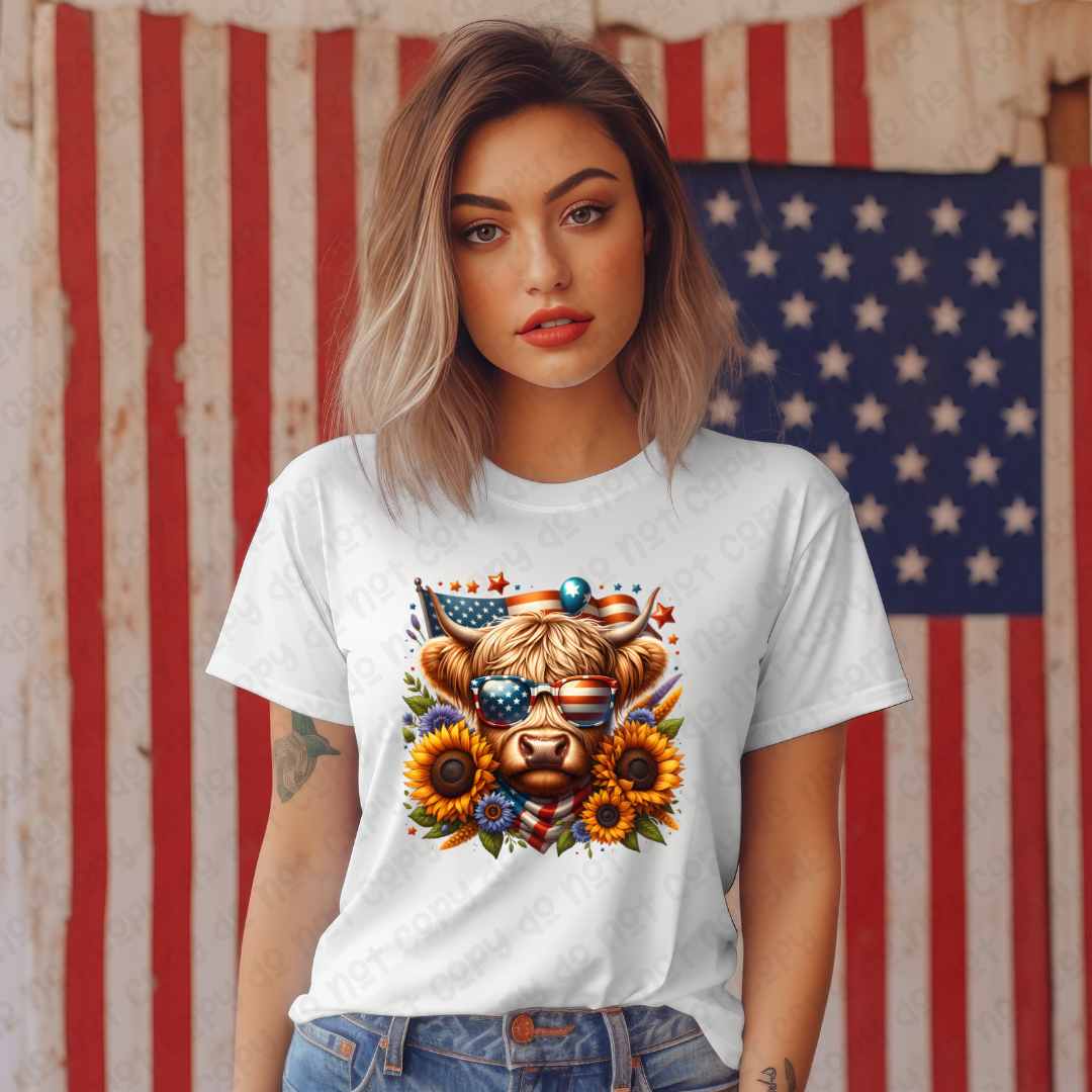 Patriotic Cow White Tee