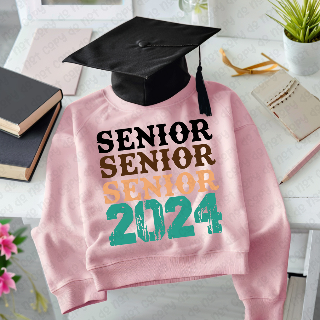 DTF TRANSFER SENIOR SENIOR SENIOR 2024 (Brown/Blue)