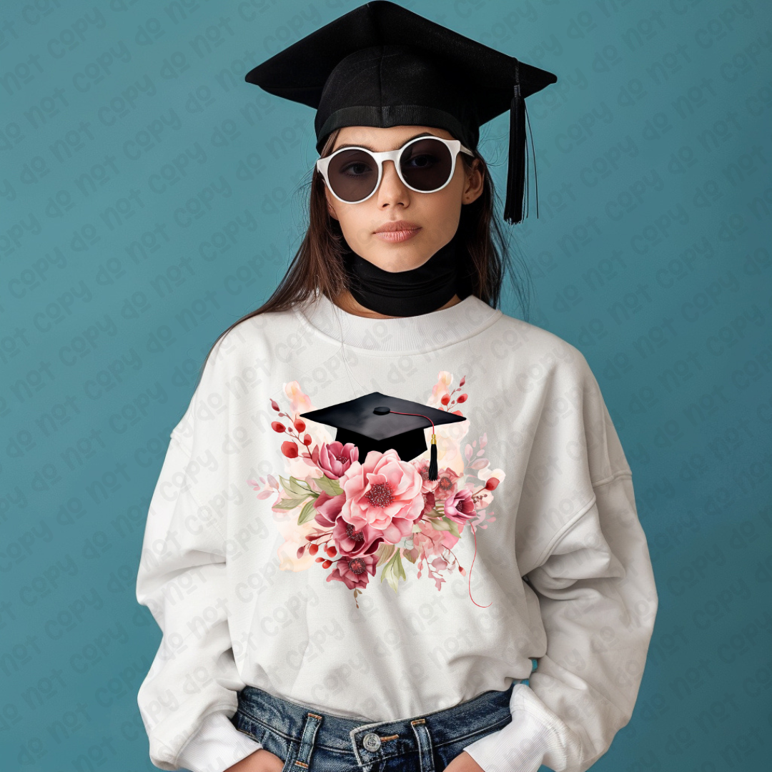 DTF TRANSFER Floral Graduation Cap