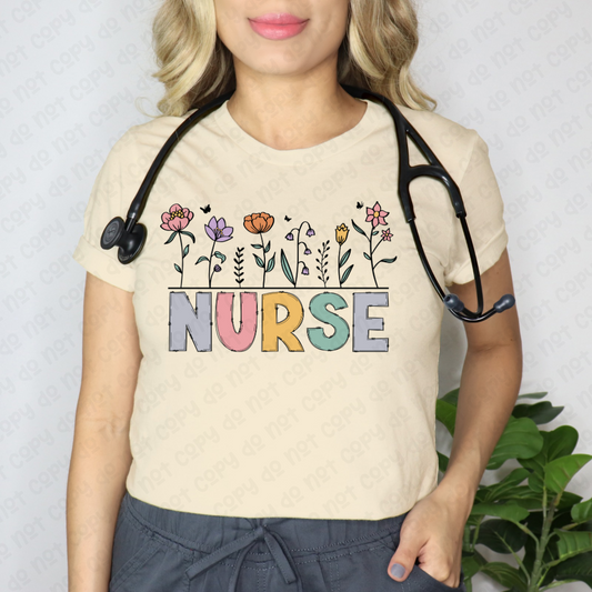 DTF TRANSFER Floral Nurse