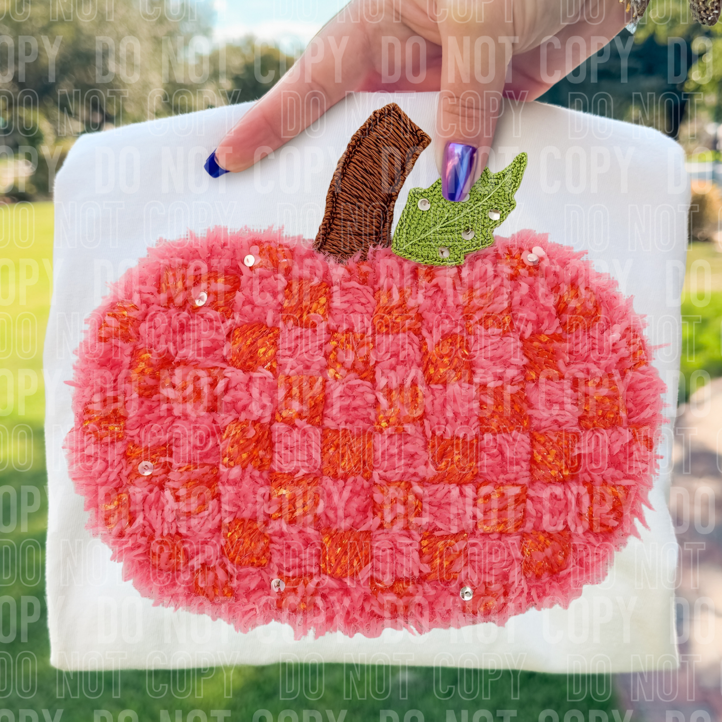 DTF TRANSFER Faux Yarn Pink Orange Pumpkin