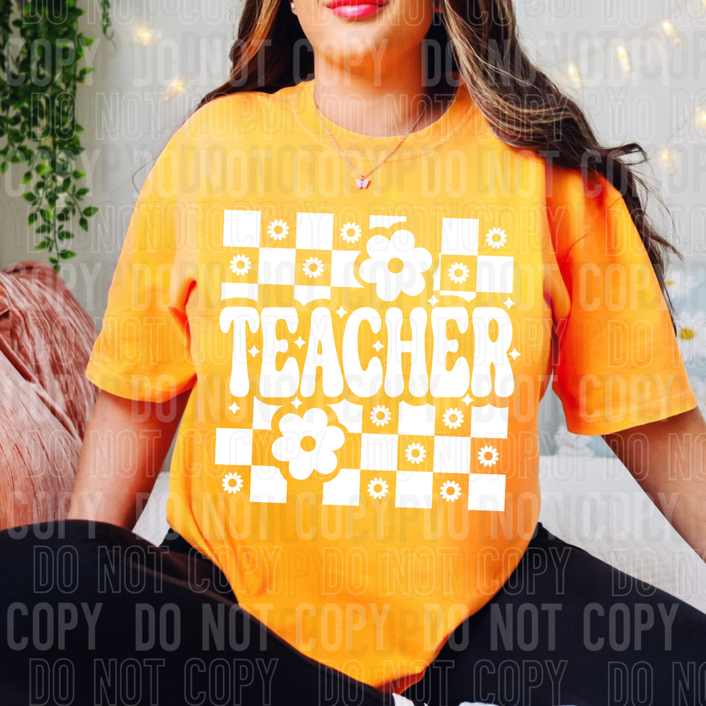 DTF TRANSFER Teacher Checkered