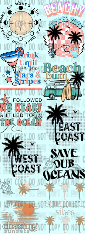 PREMADE GANG SHEET-Summer/Beach 22x60