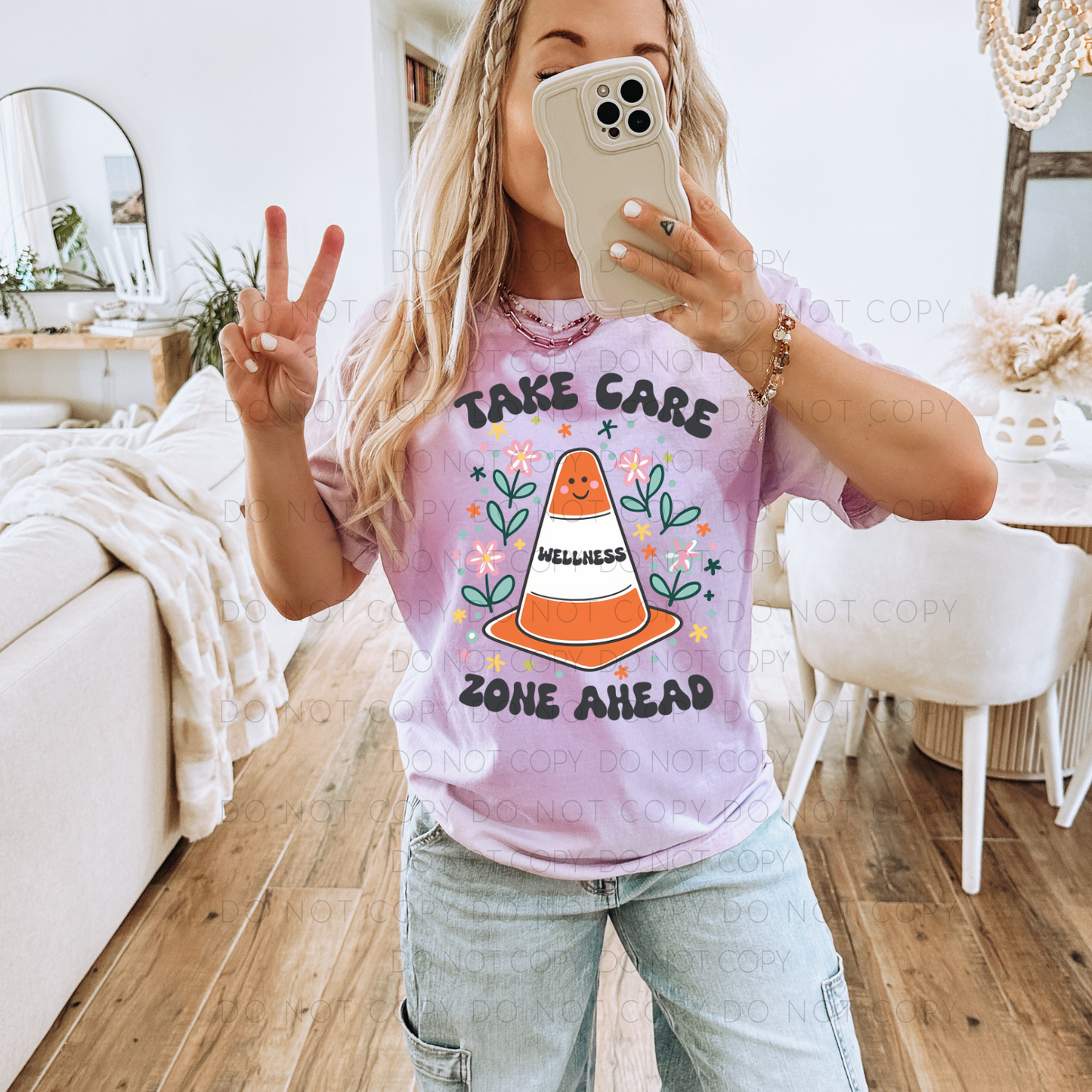 DTF TRANSFER Take Care Zone Ahead