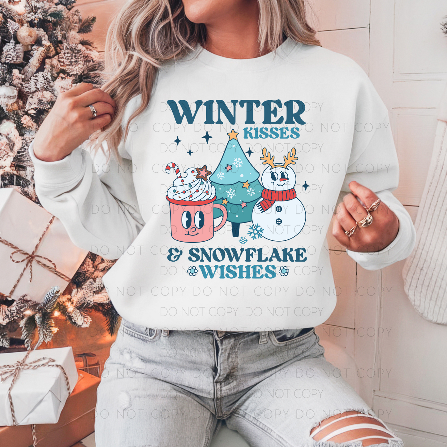 DTF TRANSFER Winter Kisses & Snowflake Wishes