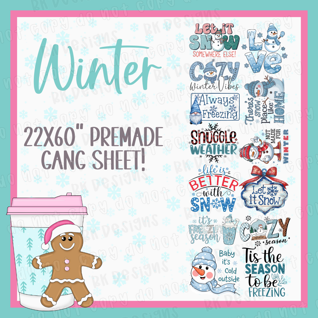PREMADE GANG SHEET-WINTER 22x60