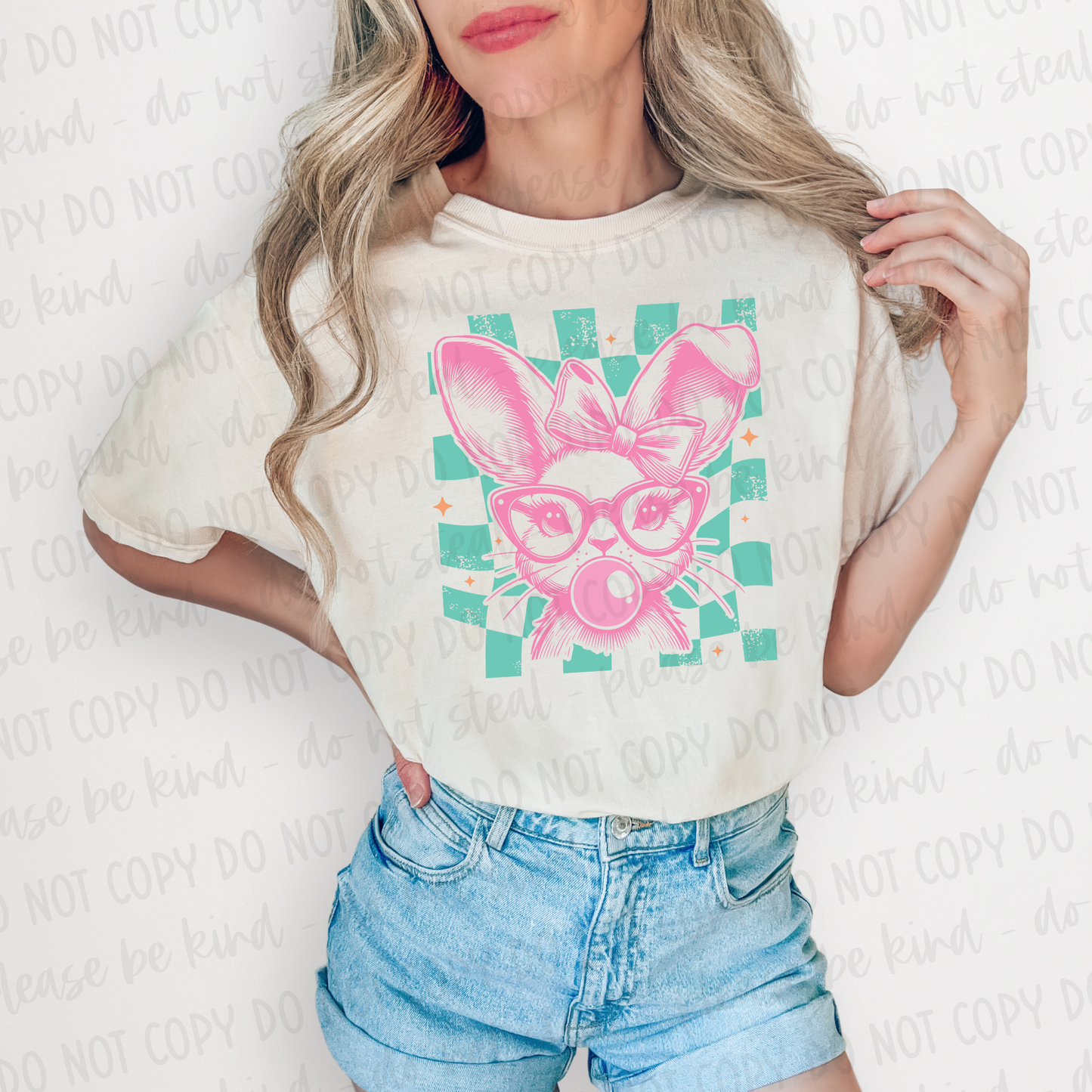 DTF TRANSFER Checkered Bunny