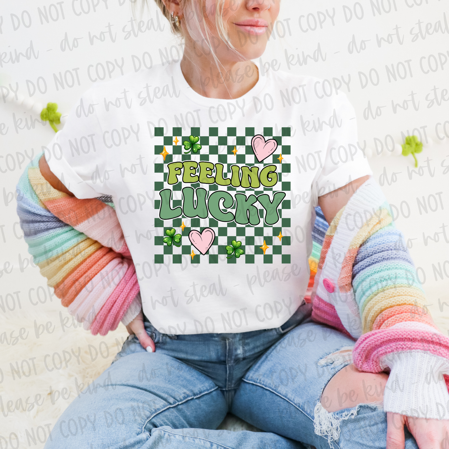 DTF TRANSFER Feeling Lucky Checkered