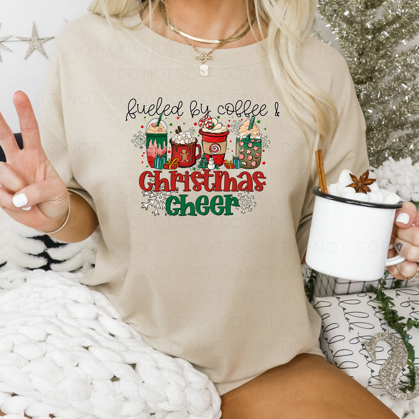 DTF TRANSFER Fueled By Coffee & Christmas Cheer