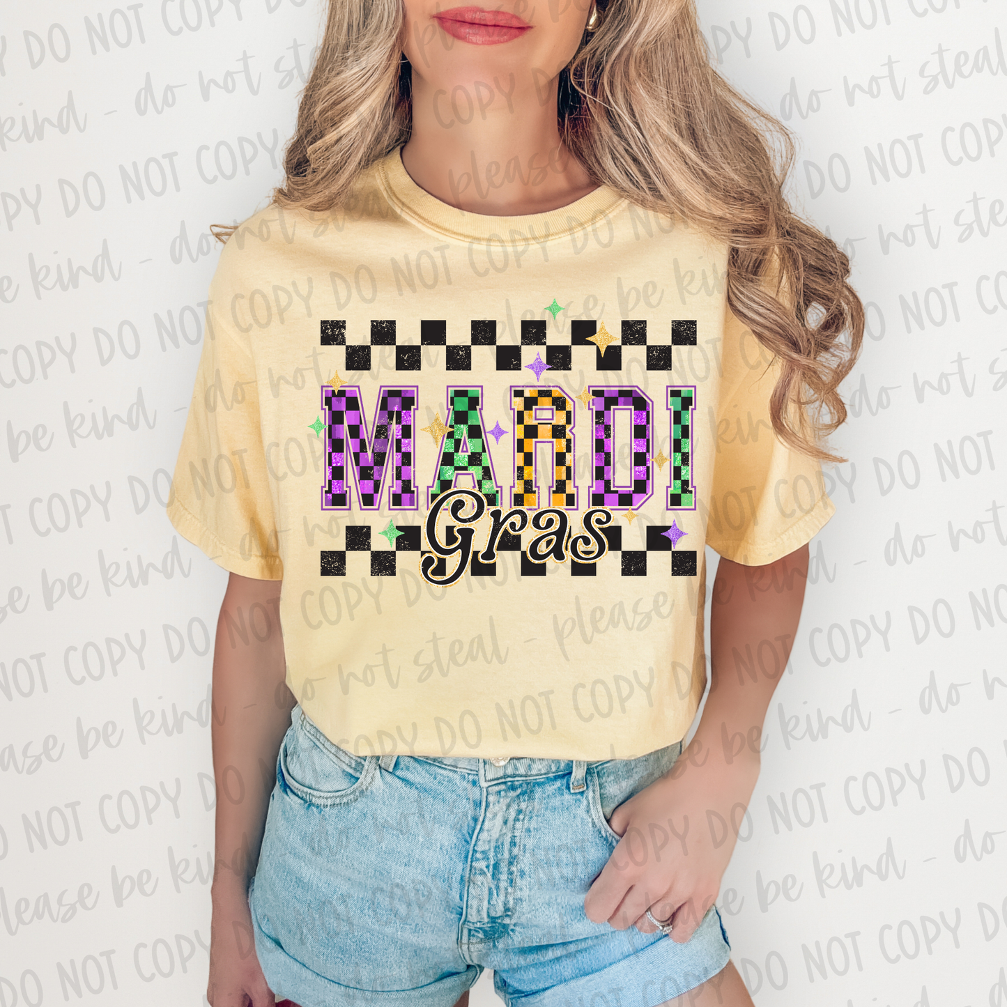DTF TRANSFER Mardi Gras Checkered