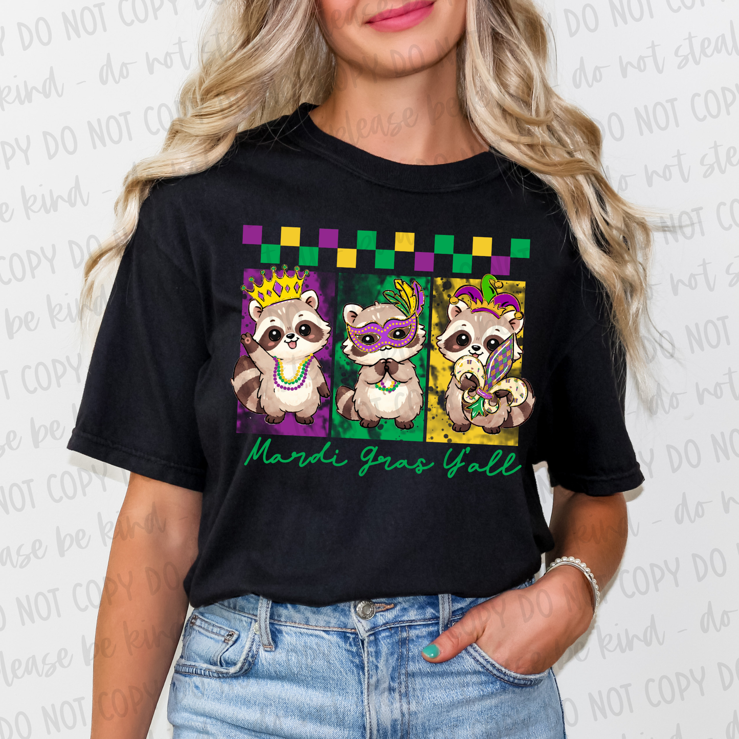 DTF TRANSFER Mardi Gras Raccoons