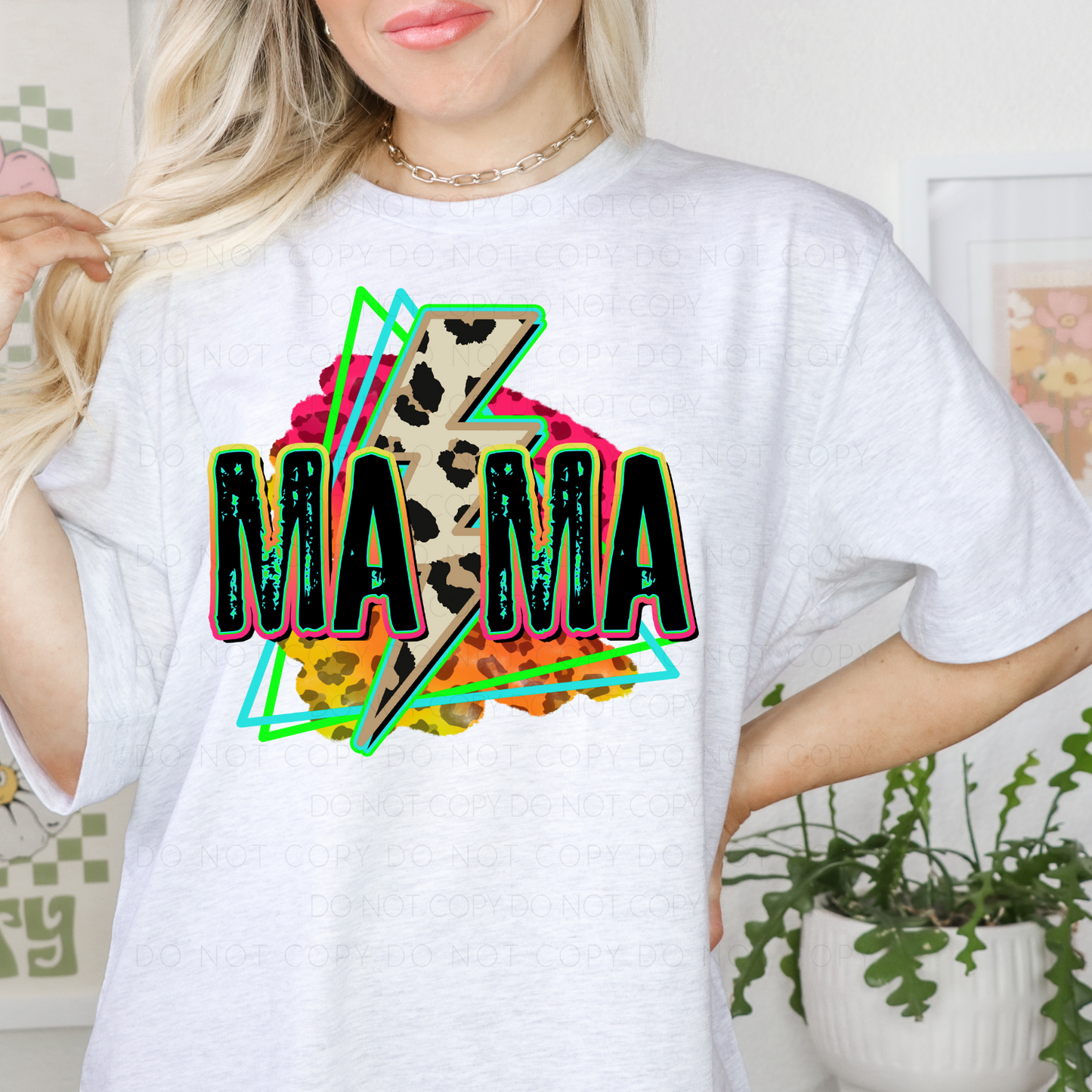 Neon Retro Mama Ash Tee