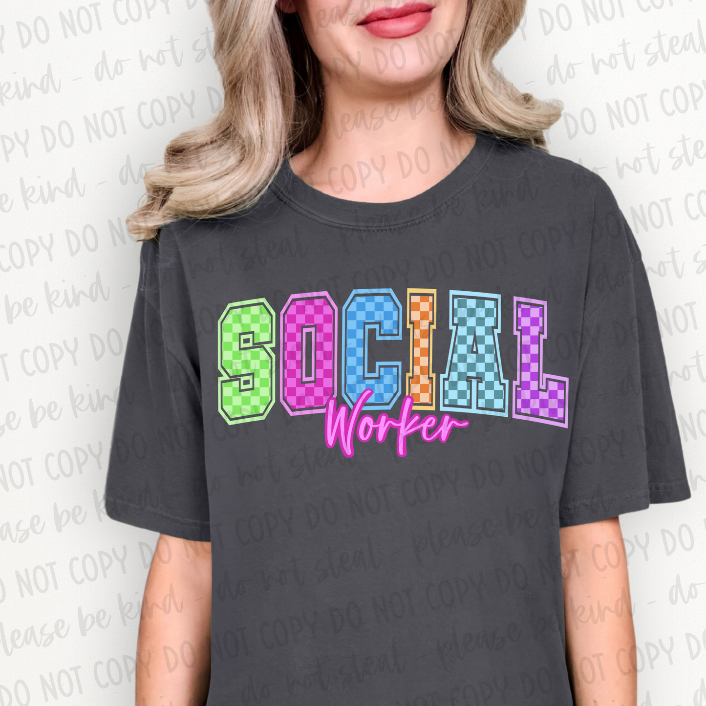 DTF TRANSFER Checkered Social Worker