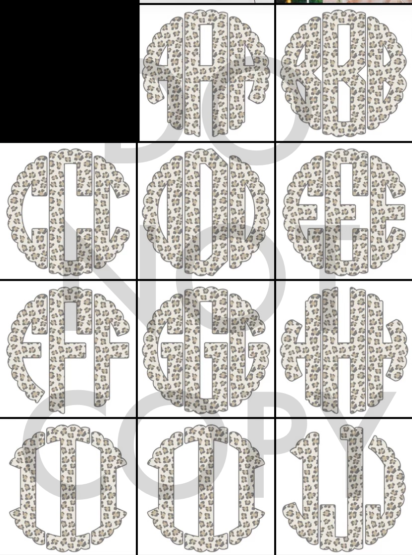 DTF Leopard Monogram TRANSFER * ships 3-6 business days