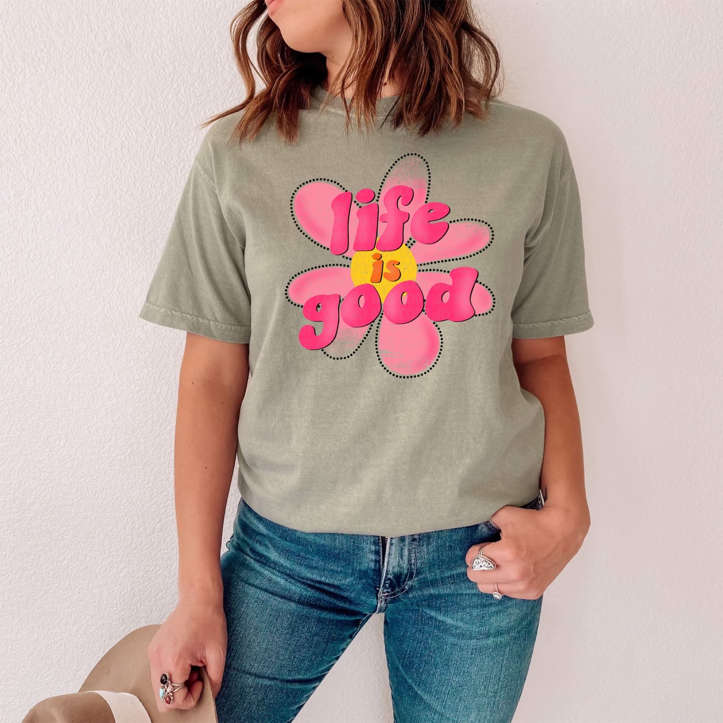 DTF TRANSFER Life Is Good Retro Flower