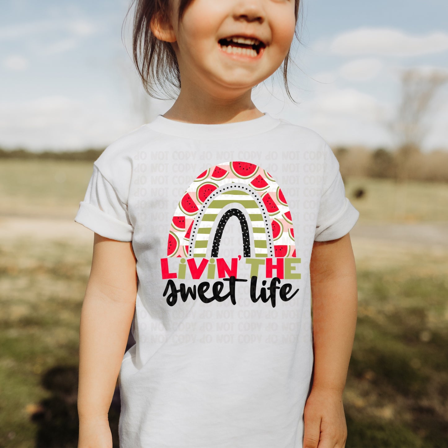 DTF TRANSFER Livin' The Sweet Life Watermelon Rainbow