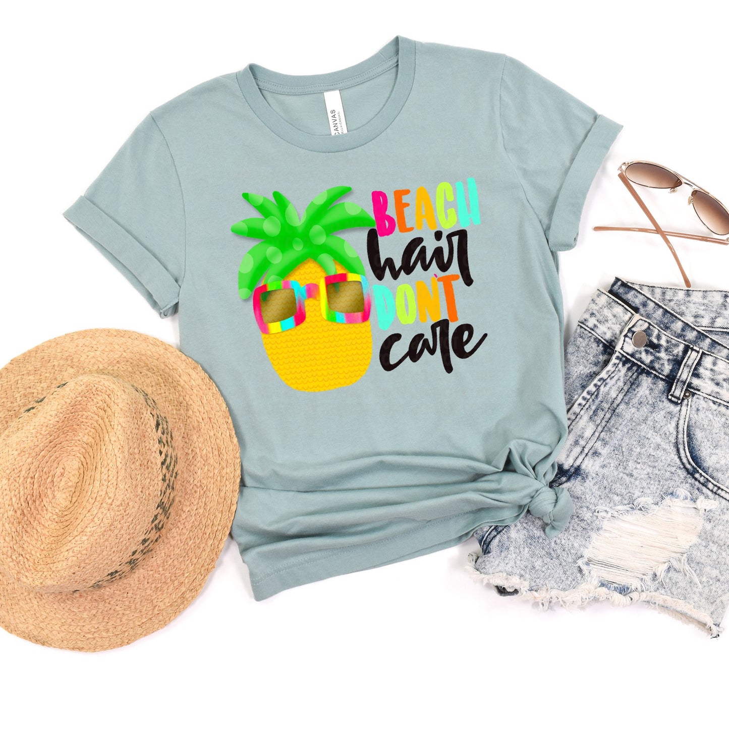 DTF TRANSFER Beach Hair Don't Care Pineapple