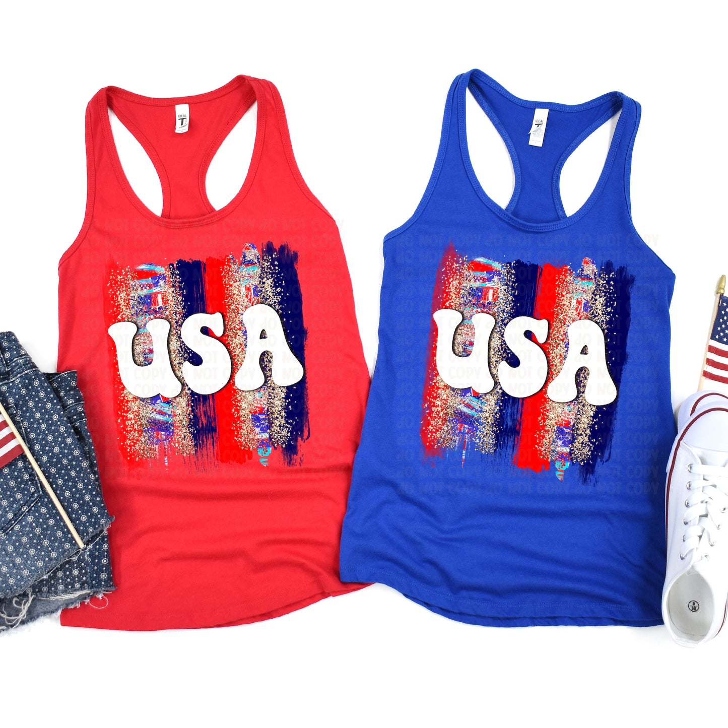 DTF TRANSFER USA Retro Brushstroke