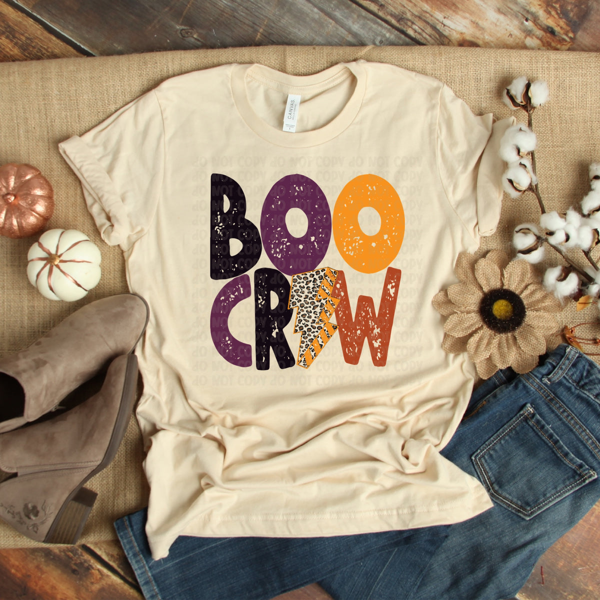 DTF TRANSFER Boo Crew Leopard Lightning Bolt