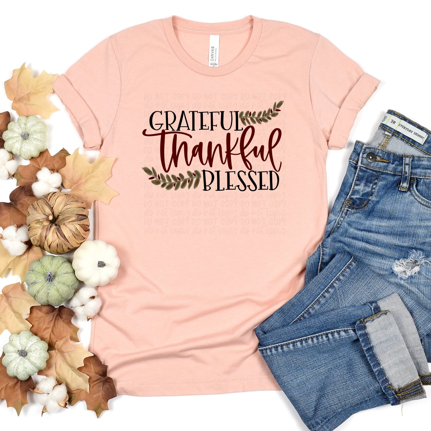 DTF TRANSFER Grateful Thankful Blessed