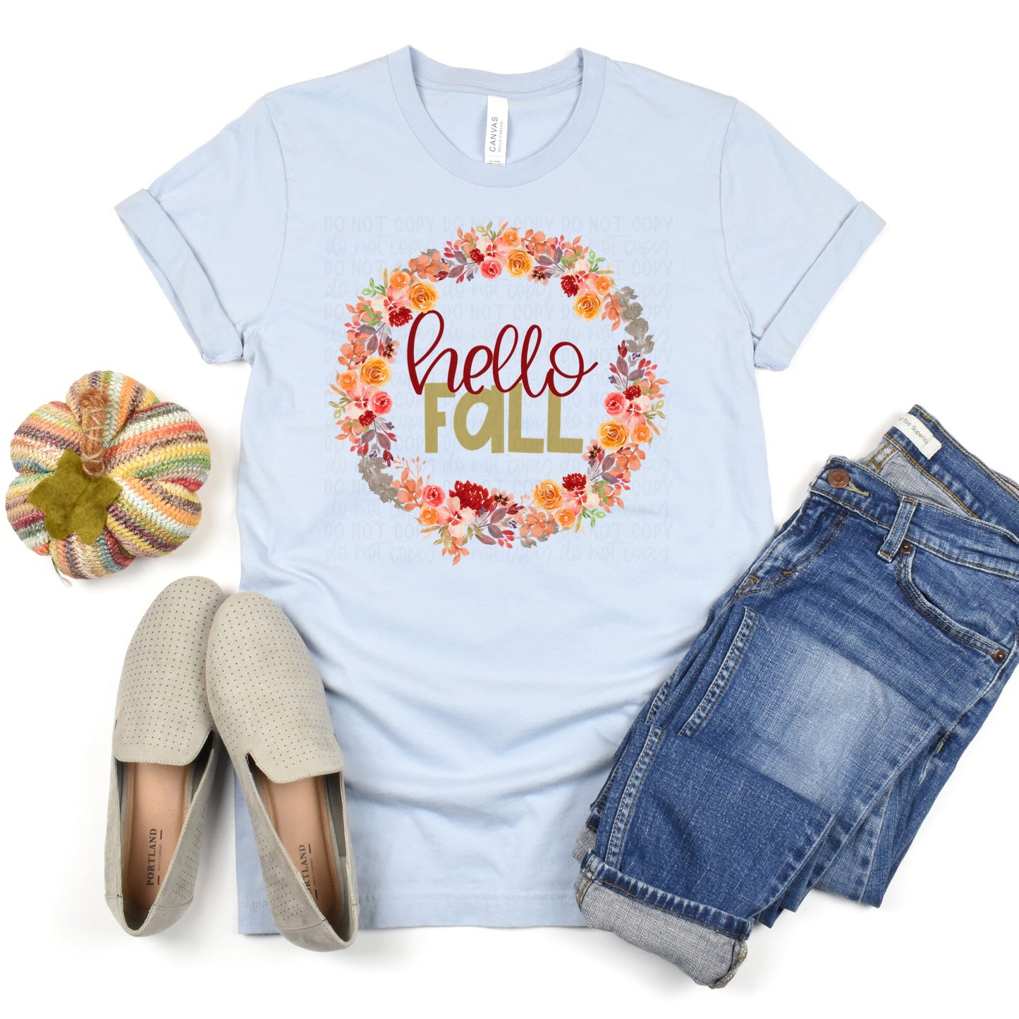 DTF TRANSFER Hello Fall Floral Wreath