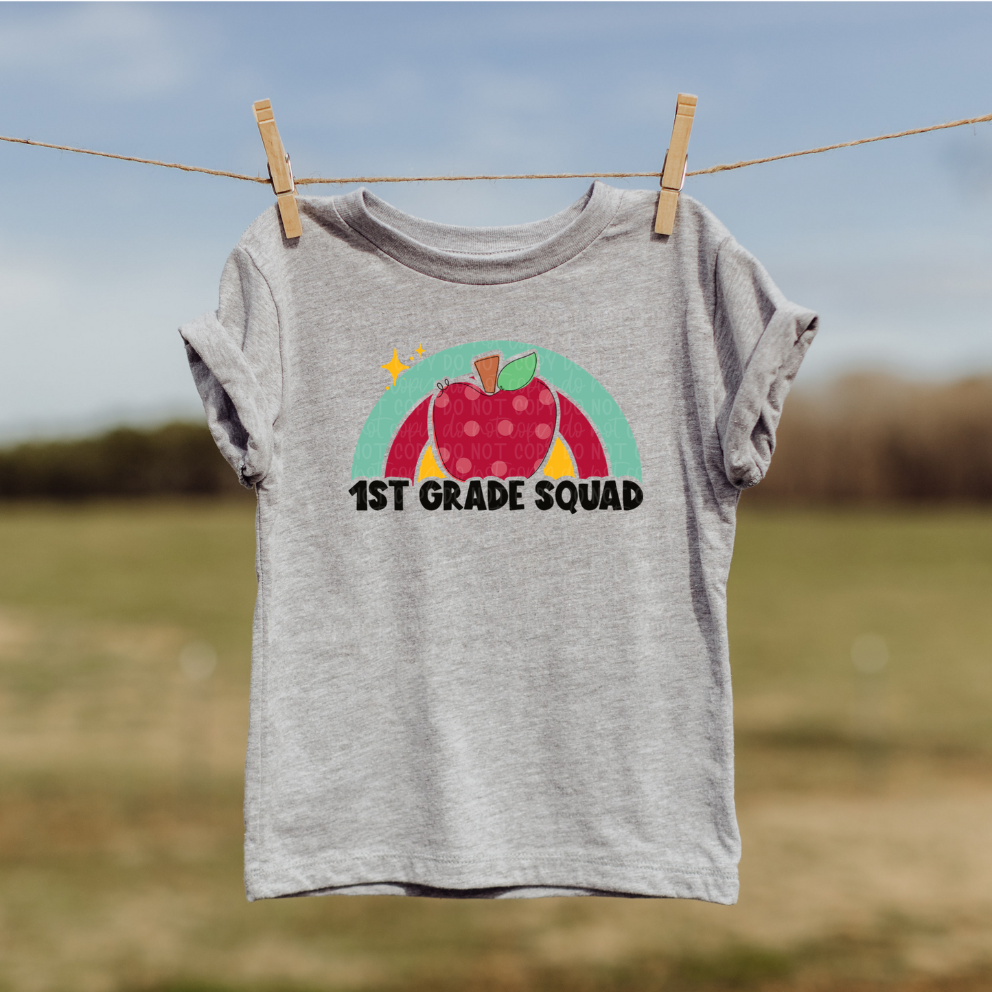 DTF TRANSFER 1st Grade Squad Apple Rainbow