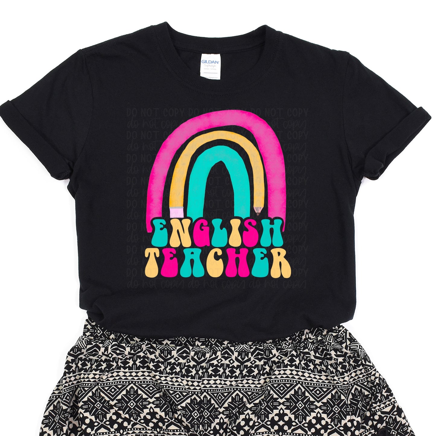 DTF TRANSFER English Teacher Retro Rainbow