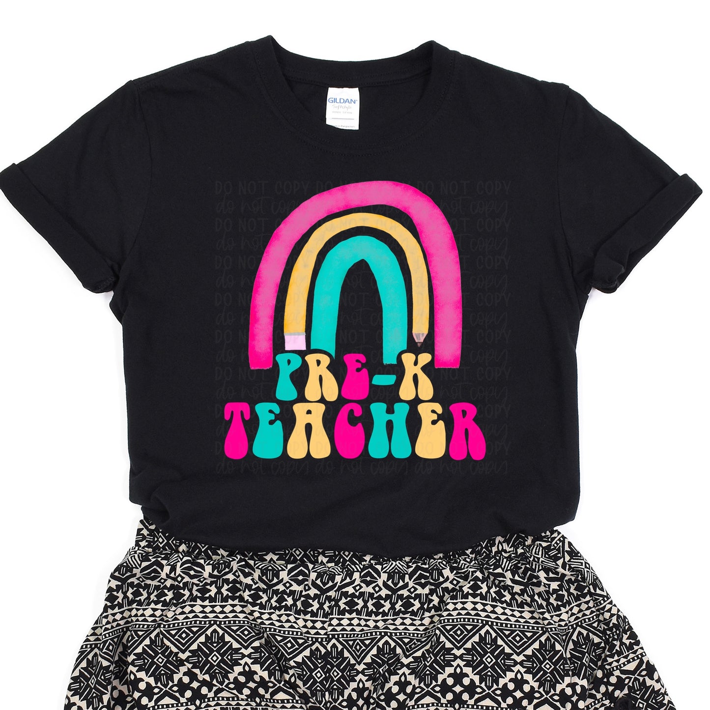 DTF TRANSFER Pre-K Teacher Retro Rainbow
