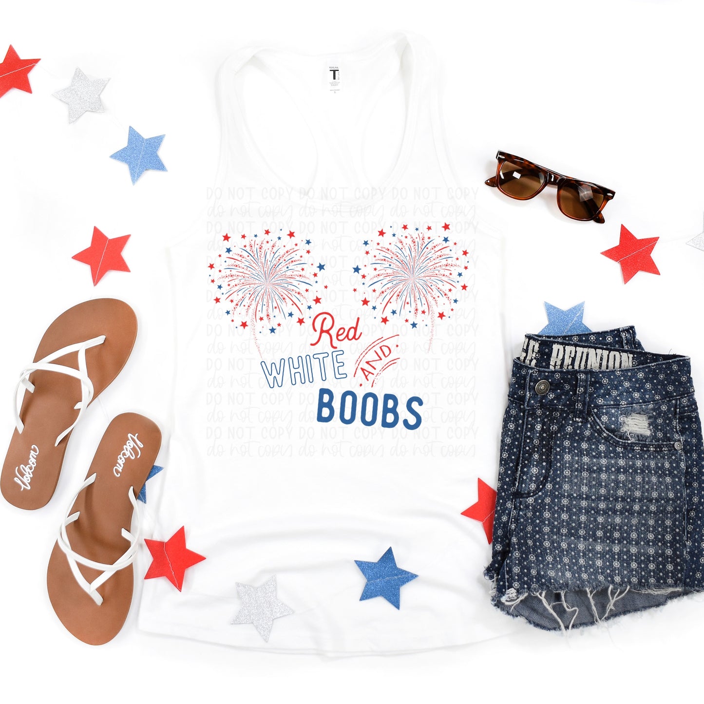 DTF TRANSFER Red, White & Boobs