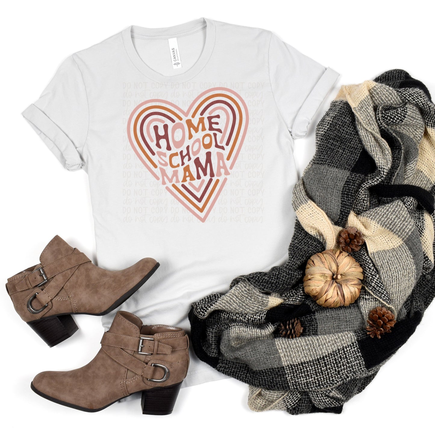 DTF TRANSFER Home School Mama Retro Heart