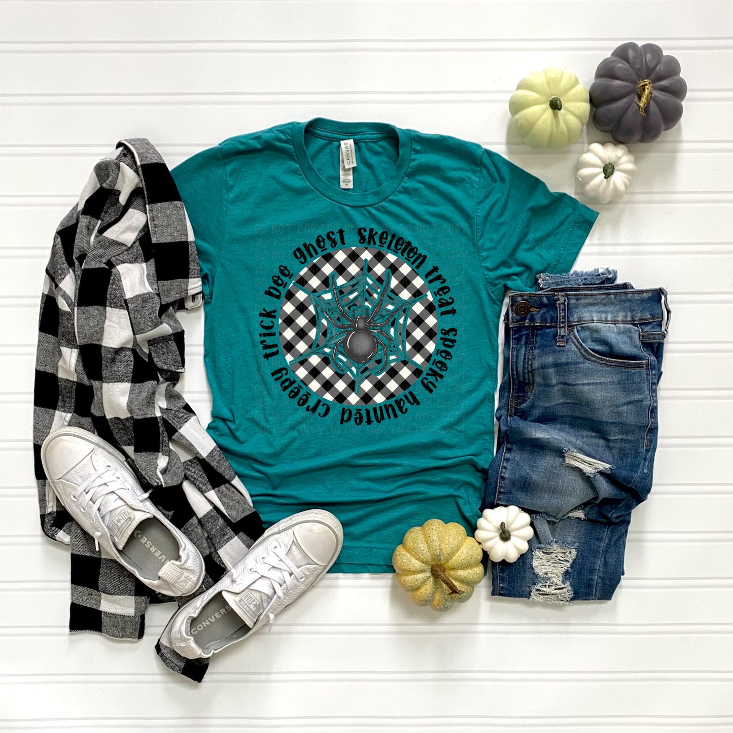 DTF TRANSFER Halloween Favorites Spider Gingham