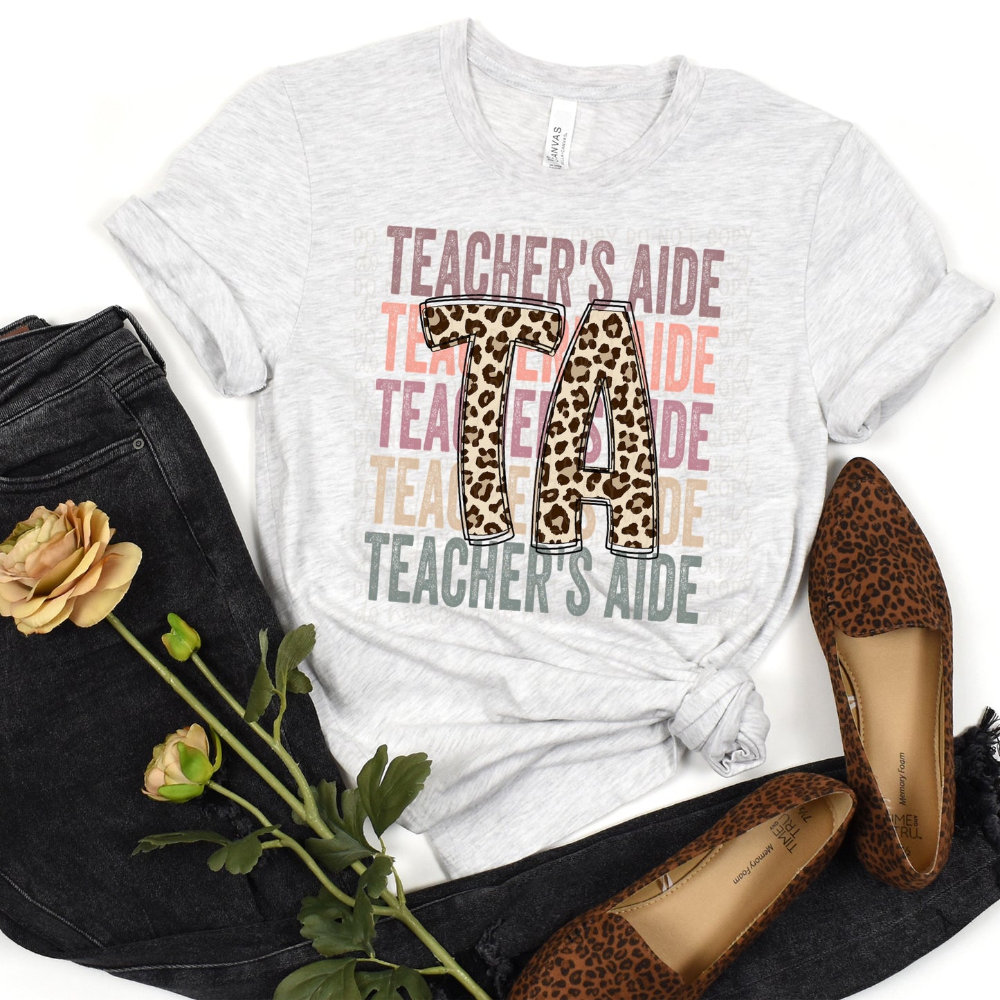 DTF TRANSFER Teacher's Aide Stacked Leopard