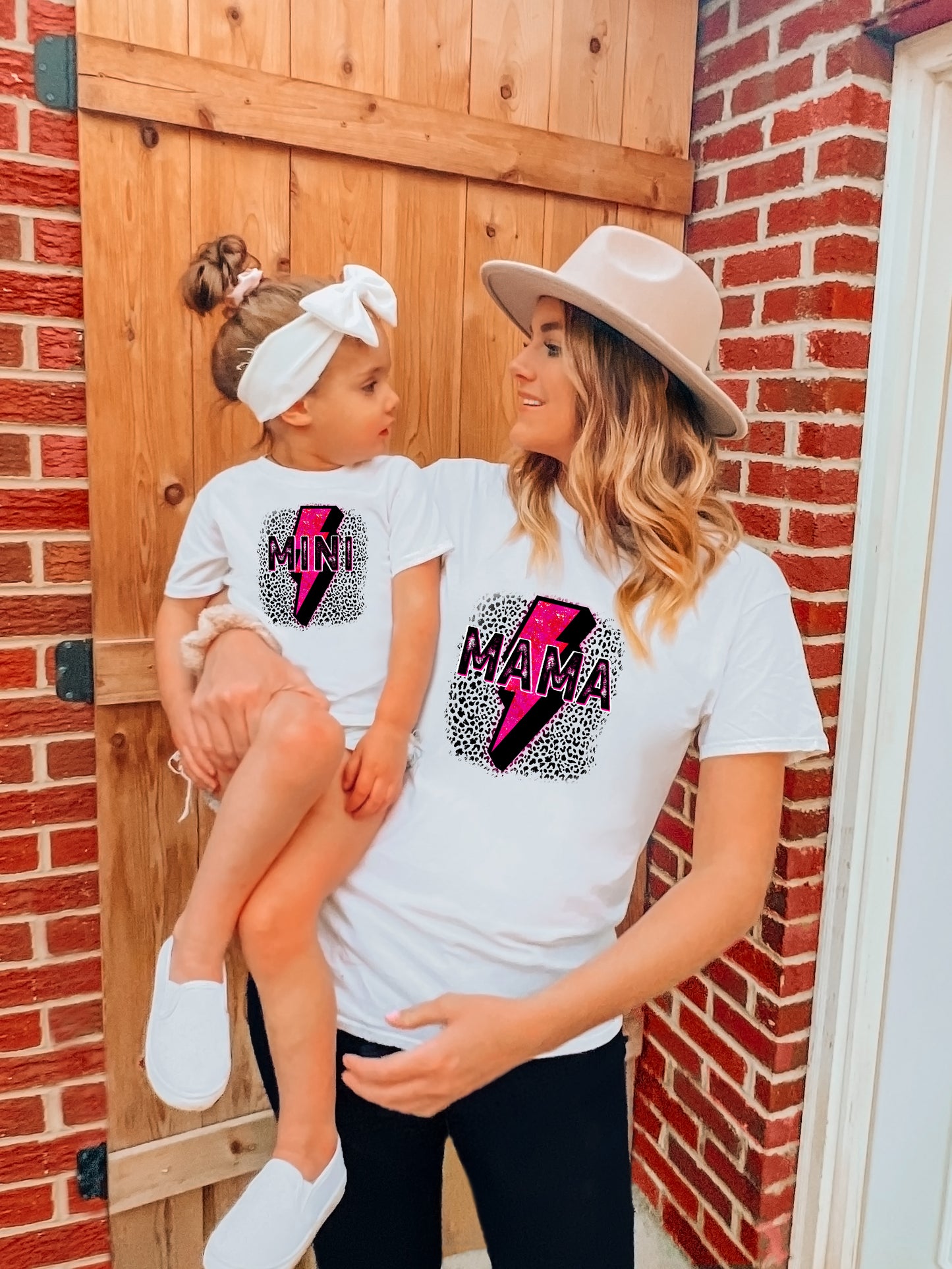 Mini Pink Lightning Bolt White Tee (Youth/Toddler/Infant)