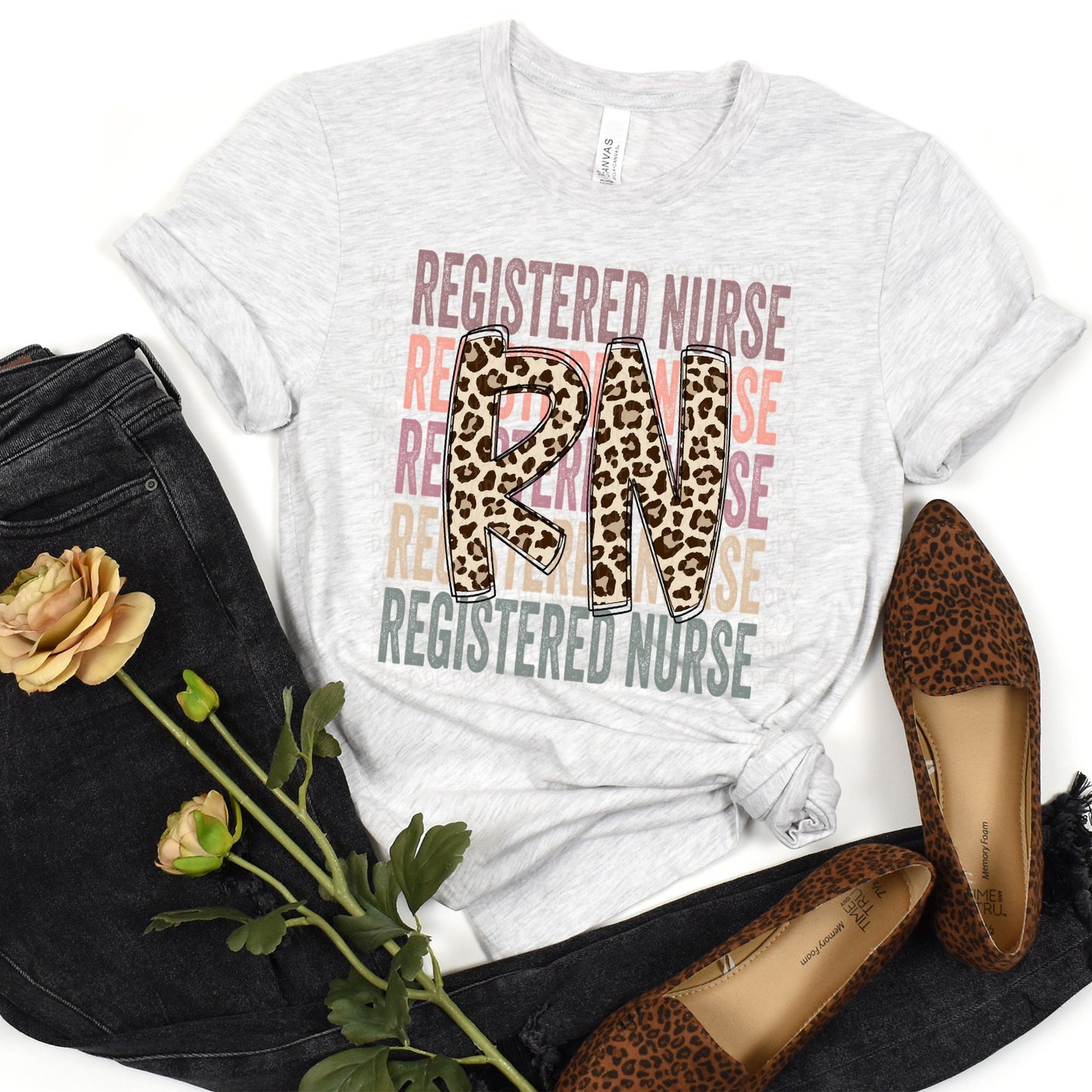 DTF TRANSFER Registered Nurse Leopard Stacked