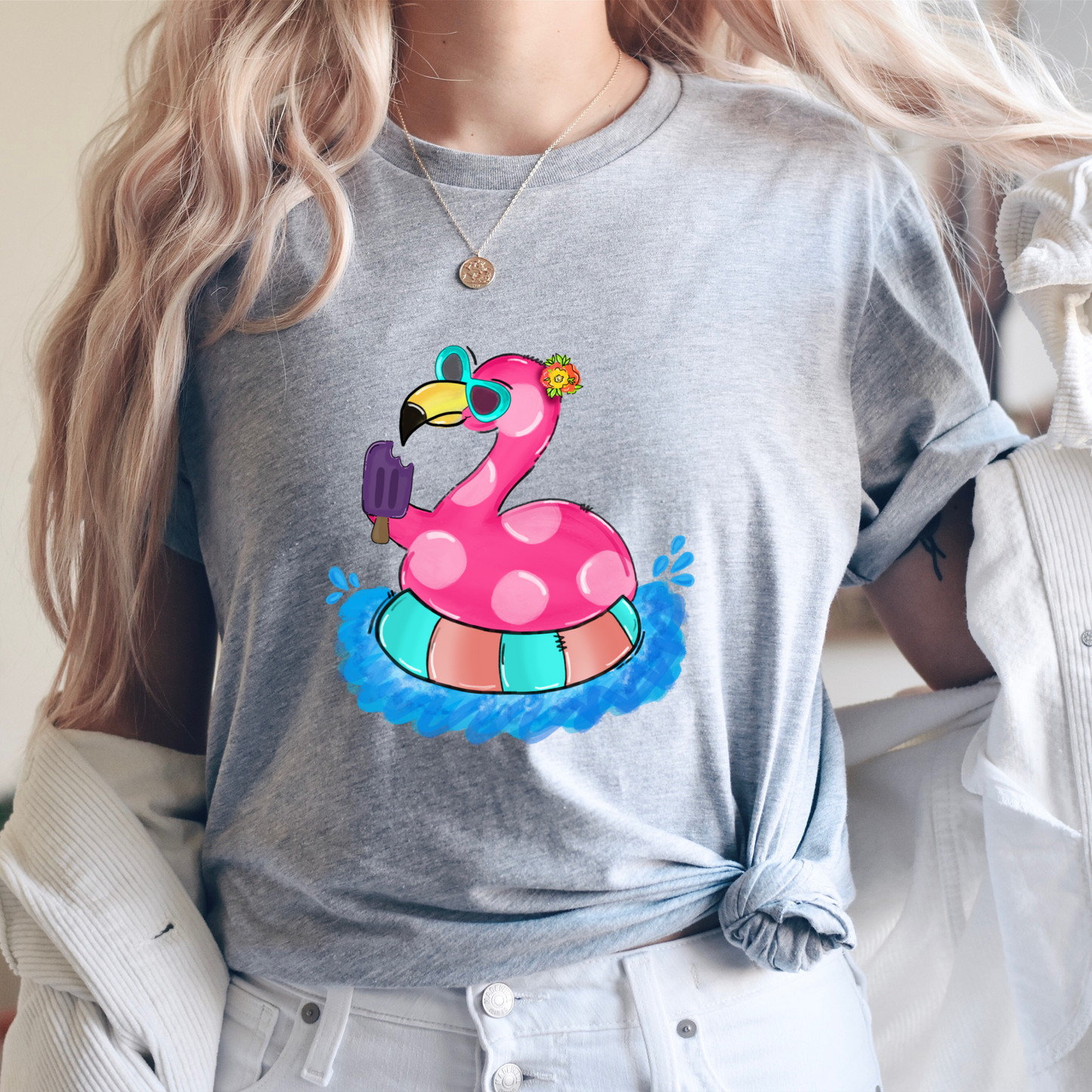 DTF TRANSFER Flamingo Popsicle Pool Tube