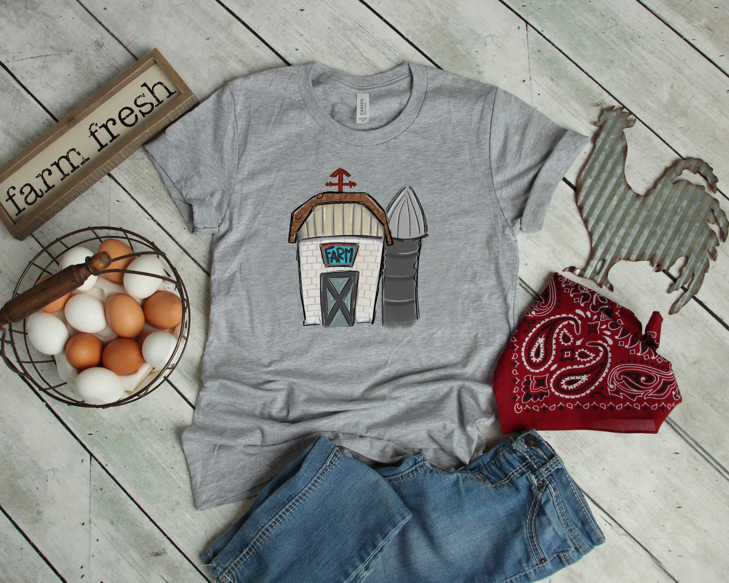 DTF TRANSFER Barn Sketch Drawing