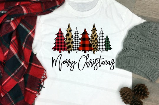 DTF TRANSFER Merry Christmas Leopard/Plaid Trees