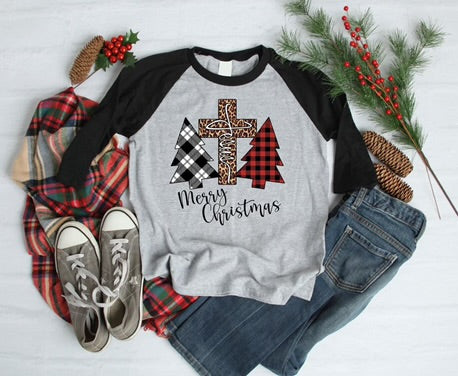 DTF TRANSFER Merry Christmas Leopard/Plaid Cross/Trees