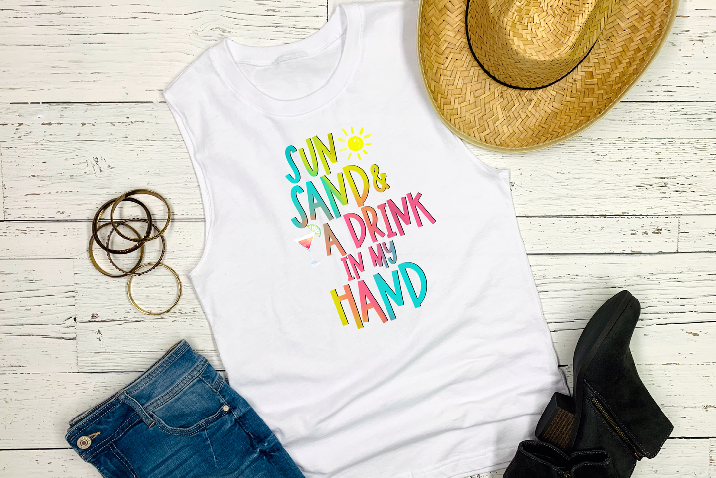 DTF TRANSFER Sun, Sand & A Drink In My Hand