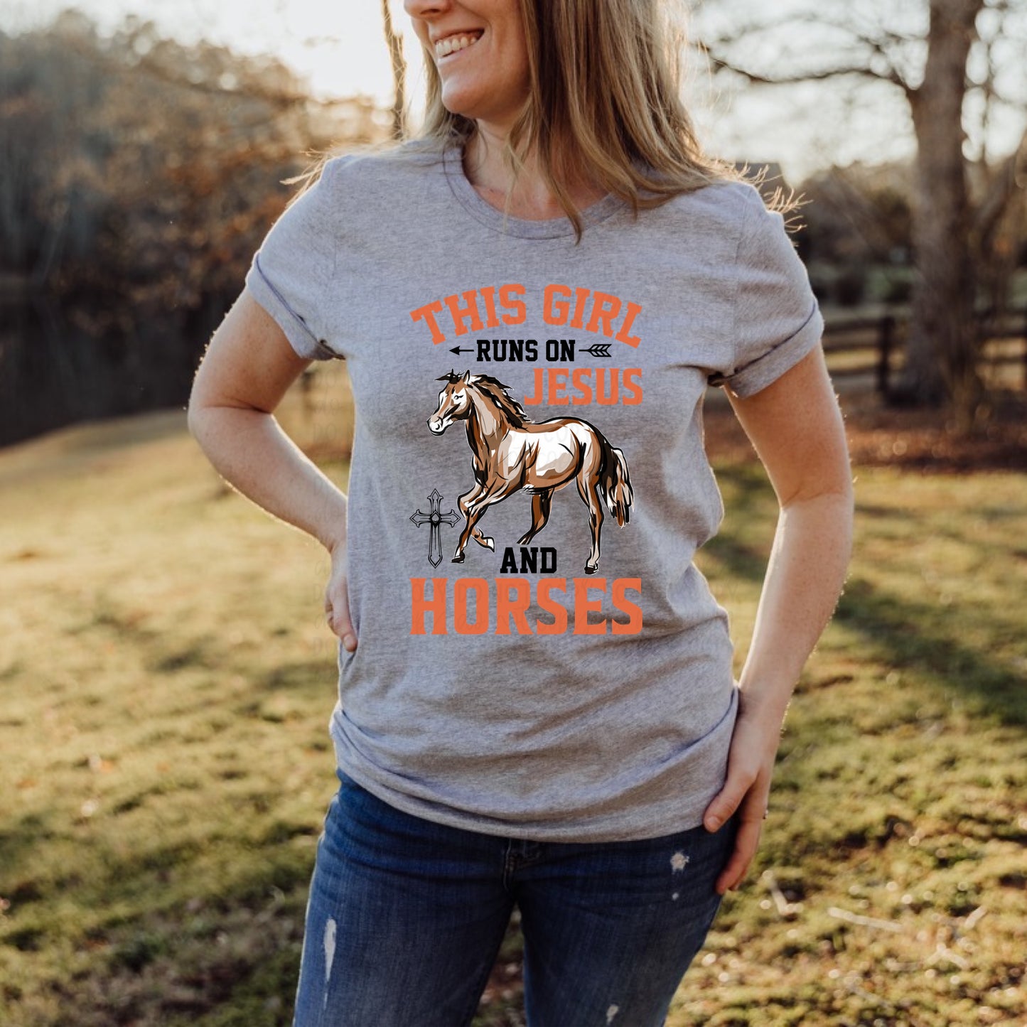 DTF TRANSFER This Girl Runs On Jesus And Horses