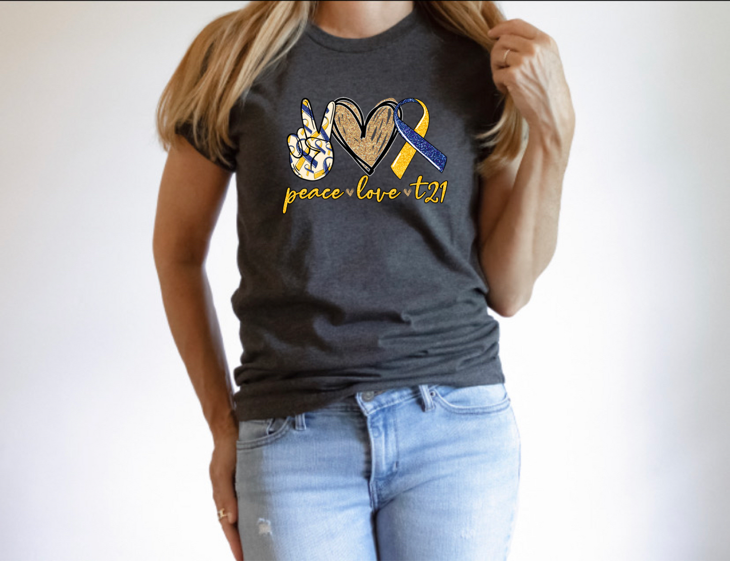 DTF TRANSFER Peace Love T21 (Down Syndrome)