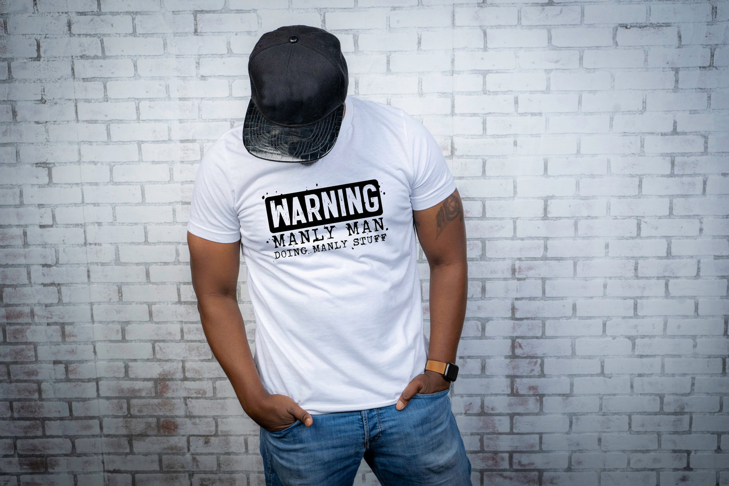 DTF TRANSFER Warning Manly Man Doing Manly Stuff