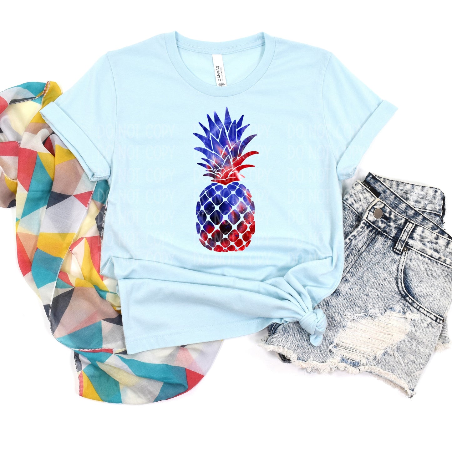 DTF TRANSFER Red & Blue Pineapple