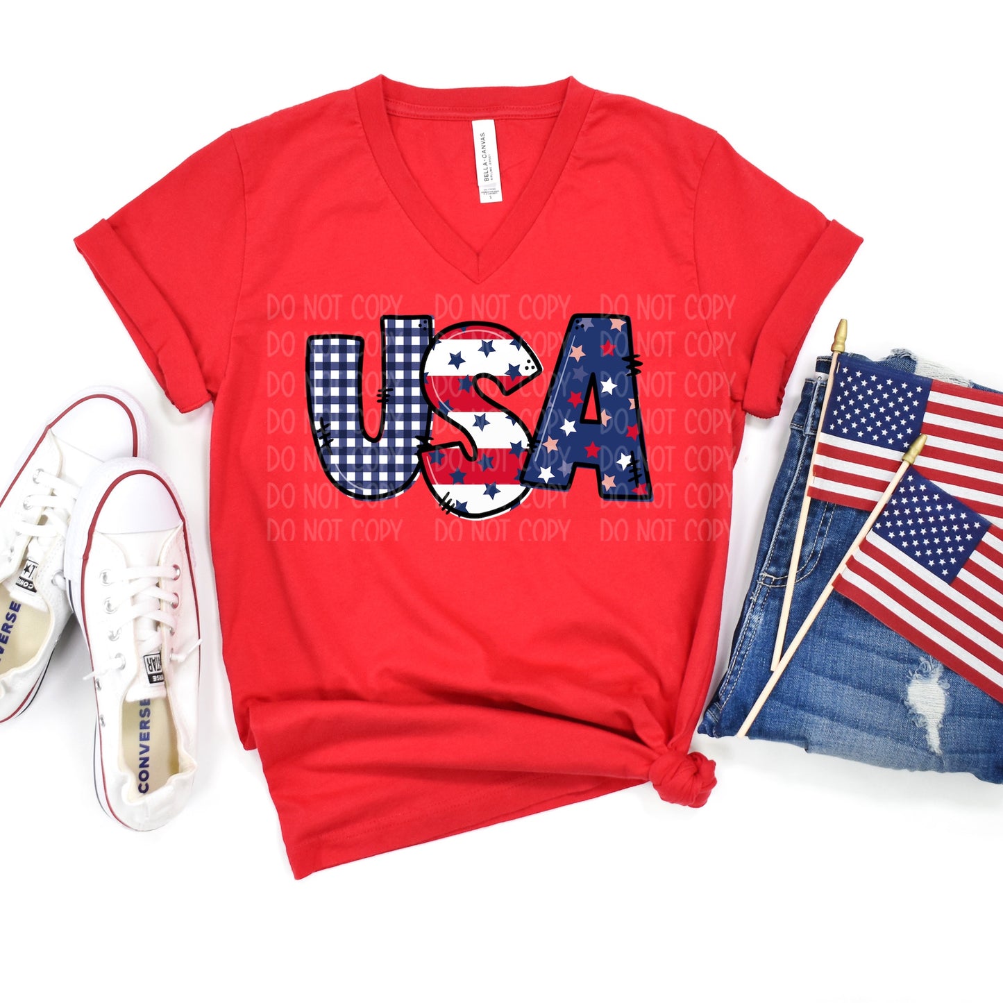 DTF TRANSFER USA Gingham/Stripes/Polka Dots