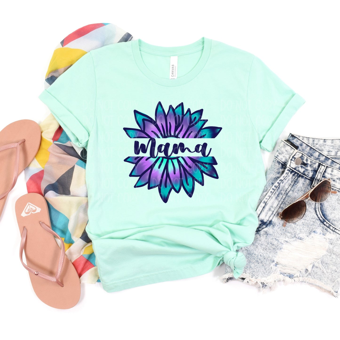 DTF TRANSFER Mama Blue & Purple Sunflower