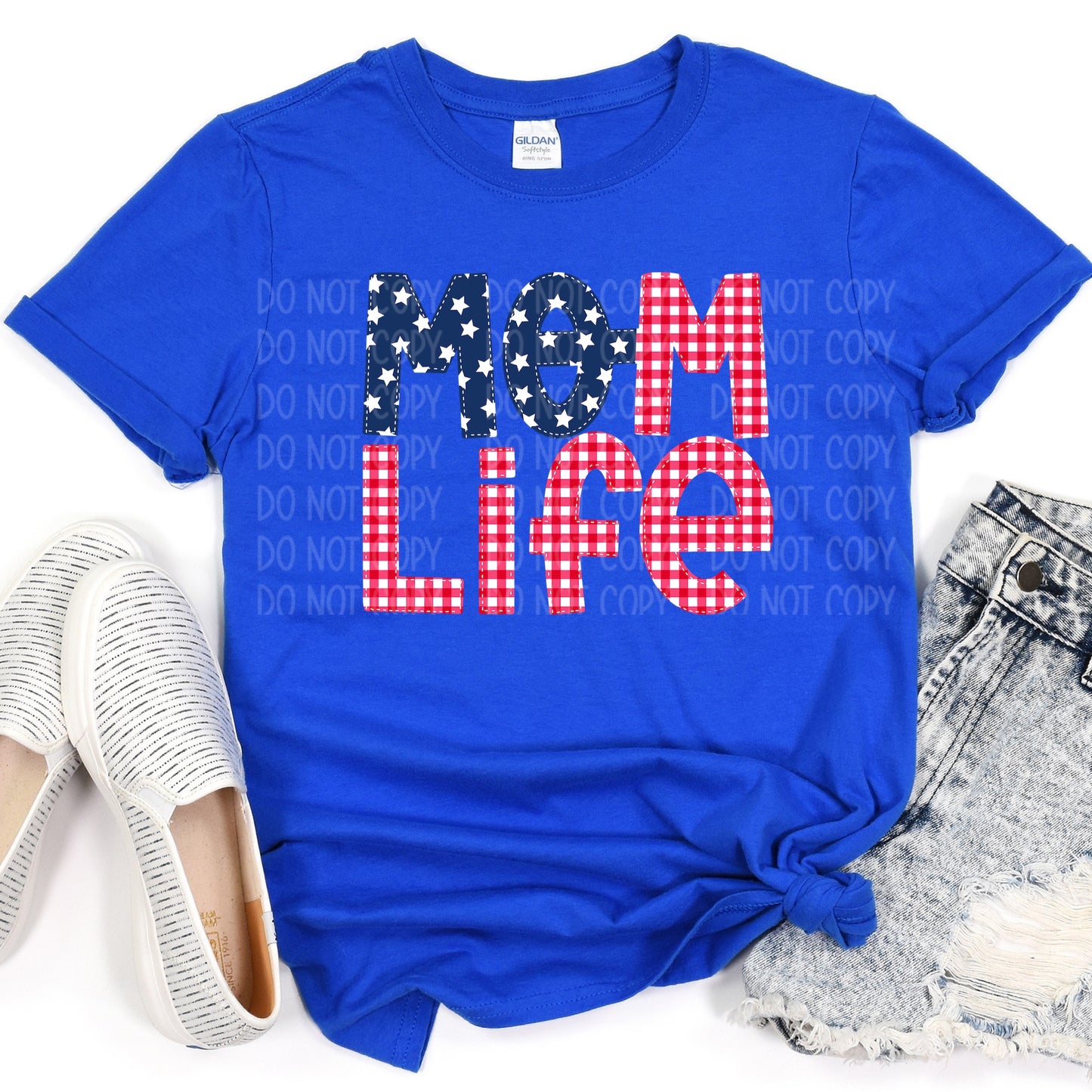 DTF TRANSFER Mom Life (Stars & Gingham)