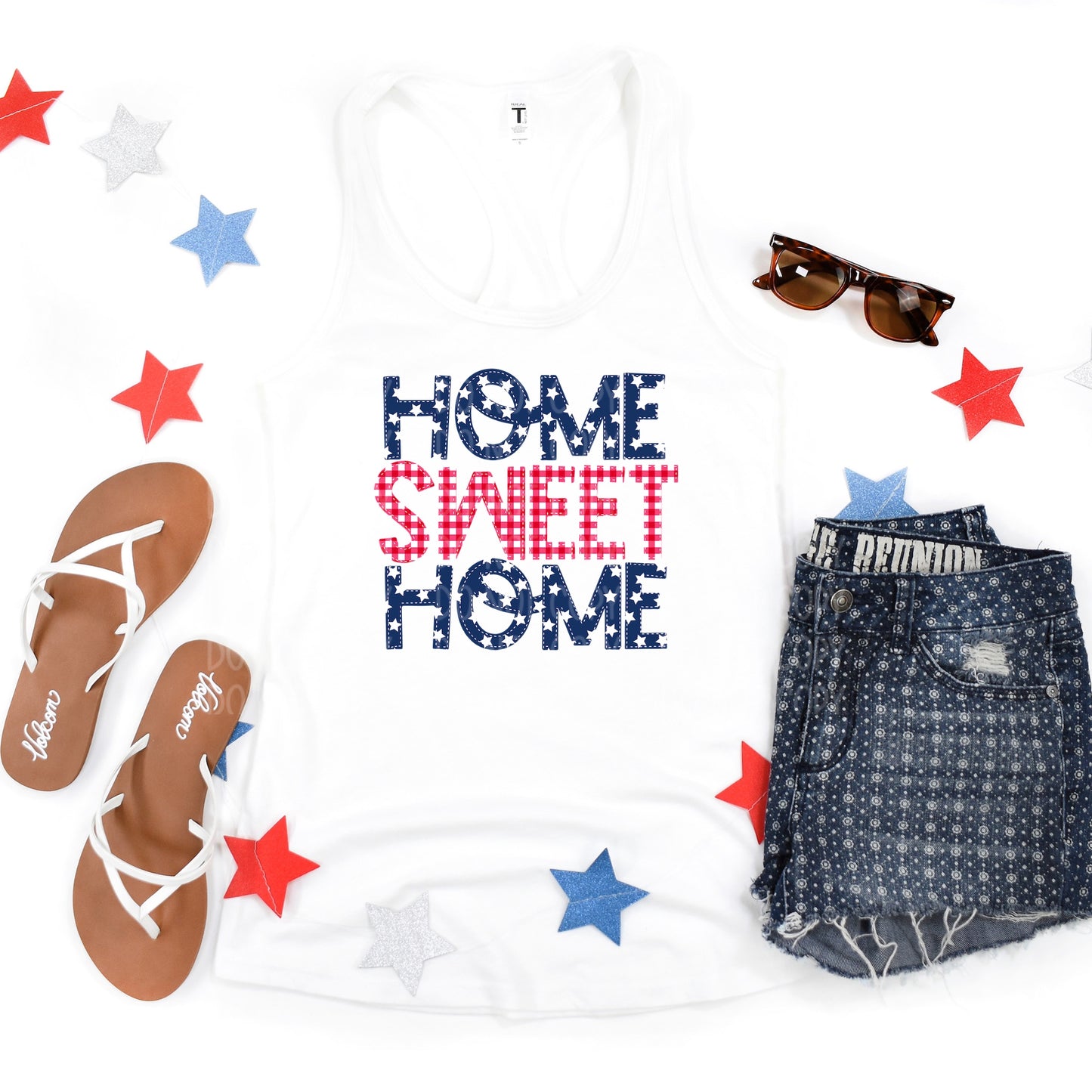 DTF TRANSFER Home Sweet Home (Stars & Gingham)