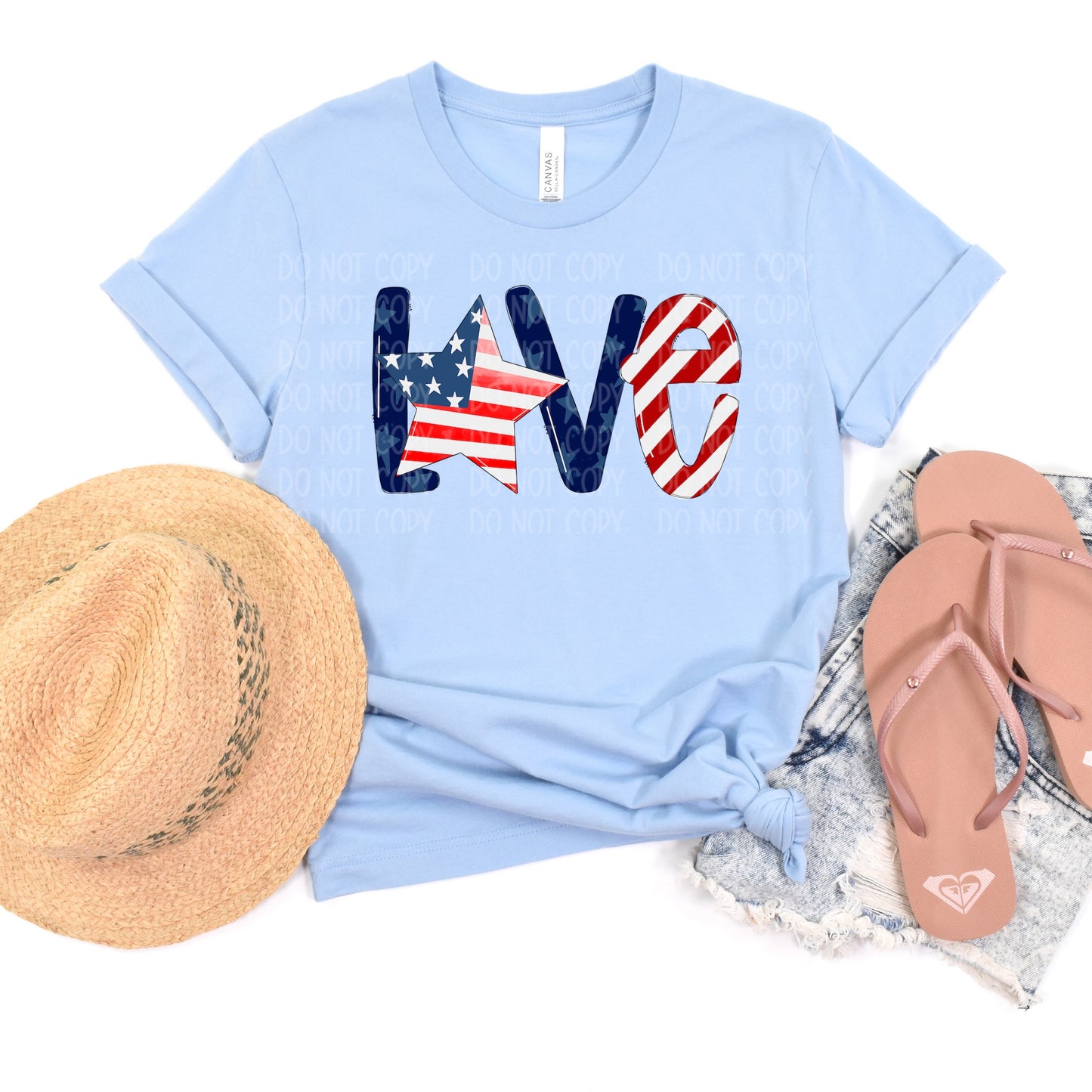 DTF TRANSFER Love (Star USA Flag)