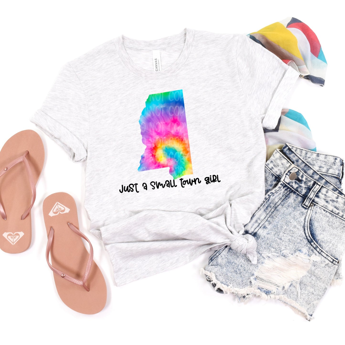 DTF TRANSFER Just A Small Town Girl Tie Dye MISSISSIPPI
